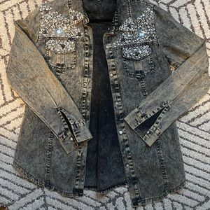Embellished denim shirt